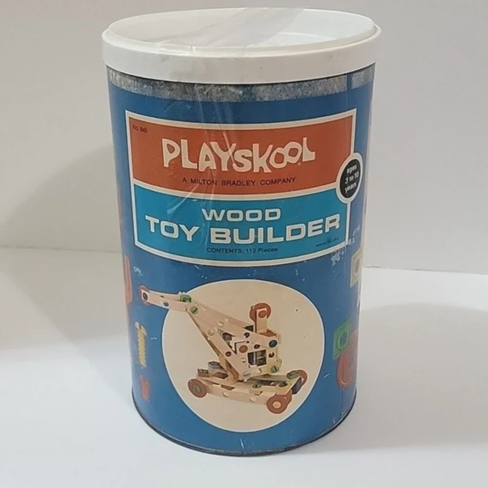 PLAYSKOOL Milton Bradley Vintage Wood Toy Builder Set
